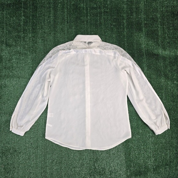 Eva Mendes New York Blouse Size S Womens White Satin Look Floral Lace Sheer - Picture 7 of 8